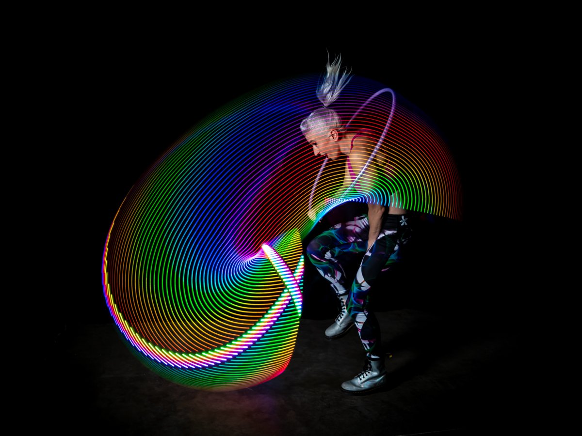 Astral Hoops&#39; 5th generation LED Atomic Hoop is the result of over decade of continuous innovation.  Mesmerize your audience with its rich colors and one of a kind patterns.  Each hoop is handcrafted in Colorado and backed by a lifetime warranty.  