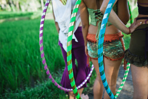 This adult-size hoop is designed specifically with YOU in mind! With 10+ years of experience teaching beginner hoopers, our designs boast sleek fluidity and the perfect weight. The larger 44" and 46" hoops can coil down onto themselves. Each hoop is hand-wrapped with one layer of shiny mirror tape and one layer of grippy gaffers tape, a cloth tape used to increase traction.