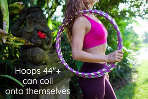 This adult-size hoop is designed specifically with YOU in mind! With 10+ years of experience teaching beginner hoopers, our designs boast sleek fluidity and the perfect weight. The larger 44" and 46" hoops can coil down onto themselves. Each hoop is hand-wrapped with one layer of shiny mirror tape and one layer of grippy gaffers tape, a cloth tape used to increase traction.